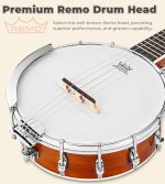 String Banjo 26 Inch, MINI Travel Banjo, Banjo Beginner Kit with Remo Head, Open Back & Closed Solid Back with beginner Kit, Comfortable Carrying Bag - Image 3