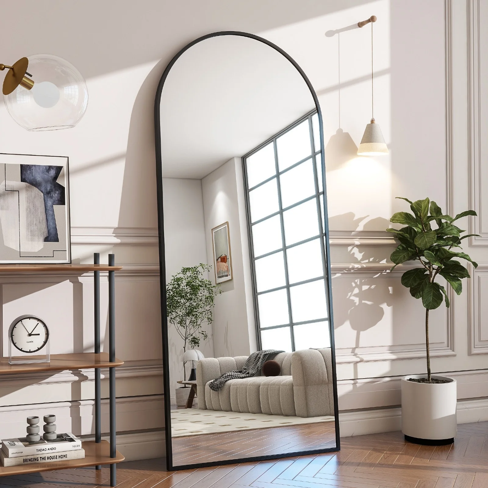 07CEAAAA-E4EF-C91A-685B-744D259160A2 Metal Arch Full Length Mirror Floor Mirror Wall-Mounted - Image 1
