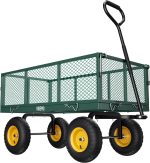 Steel Garden Cart, 2-in-1 1400 lbs Heavy Duty Utility Wagon, with Removable Mesh Sides to Convert into Flatbed, 240 U-Turn 13" Pneumatic Tires Garden Wagon for Farm Yard Lawn Garden Camping - Image 32