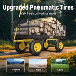 Steel Garden Cart, 2-in-1 1400 lbs Heavy Duty Utility Wagon, with Removable Mesh Sides to Convert into Flatbed, 240 U-Turn 13" Pneumatic Tires Garden Wagon for Farm Yard Lawn Garden Camping - Image 10