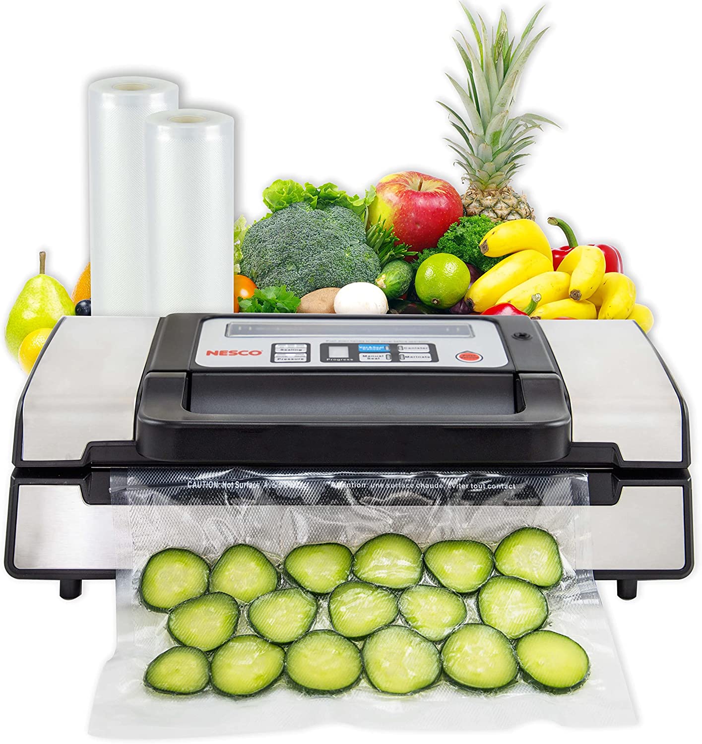 58365147-8A92-D03F-FF33-CF55AB01AD7F Nesco Deluxe Food VS-12 Vacuum Sealer, 130 Watts, Kit Bags & Viewing Lid - Image 1