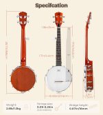 String Banjo 26 Inch, MINI Travel Banjo, Banjo Beginner Kit with Remo Head, Open Back & Closed Solid Back with beginner Kit, Comfortable Carrying Bag - Image 7