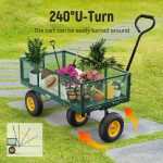 Steel Garden Cart, 2-in-1 1400 lbs Heavy Duty Utility Wagon, with Removable Mesh Sides to Convert into Flatbed, 240 U-Turn 13" Pneumatic Tires Garden Wagon for Farm Yard Lawn Garden Camping - Image 19