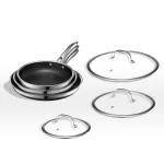 HexClad 6 Piece Hybrid Stainless Steel Cookware Pan Set 8 inch, 10 inch, 12 inch with Glass Lids, Size: One size, Black - Image 12