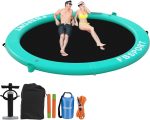 Inflatable Dock Floating Platform, 8ft Inflatable Water Hammock Floating Deck for Lake W/Cupholder, Round Floating Ring Float Ring, Pool Float Raft Lounger Island Platform Pad - Image 2