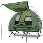 5-in-1 Tent Cot 2-Person Portable Outdoor Camping Tent Combo with Air Mattress Sleeping Bag & Sunshade