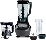 Mega Kitchen System, 72 oz. Pitcher, 8-Cup Food Processor, 16 oz. Single Serve Cup, 1500-Watt, Black - Image 3